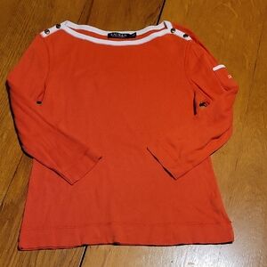 Ralph Lauren Coral Long Sleeve Top with Button Detail